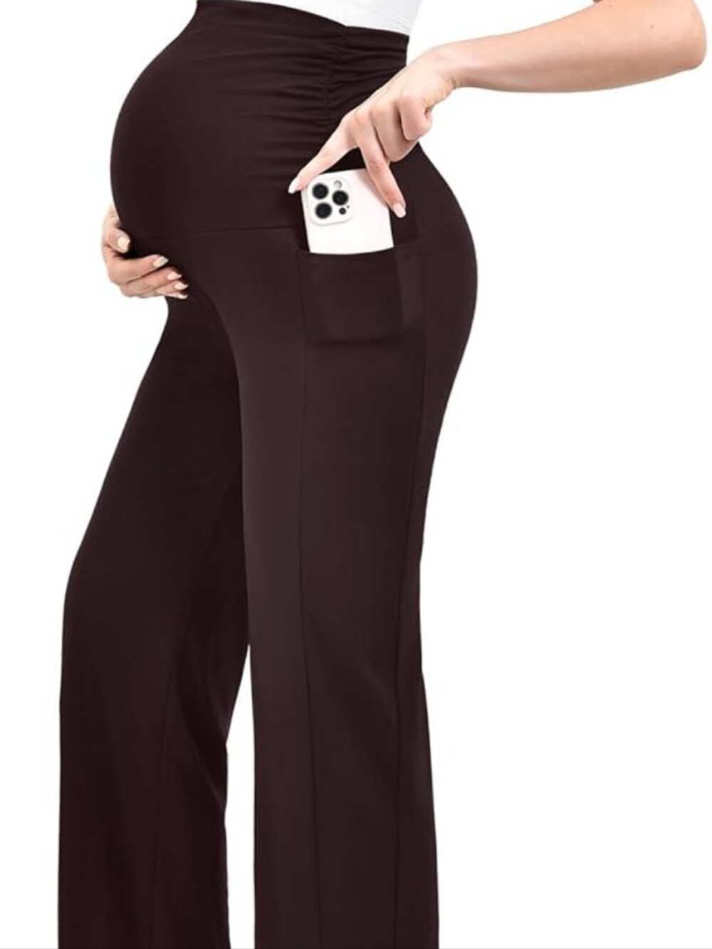 Maternity Wide Leg Lounge Pants Pockets Over Belly Yoga Athleisure Comfort